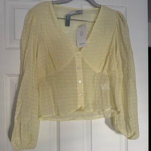 NWT Sophie Rue Light Yellow Long Sleeve Sheer Blouse